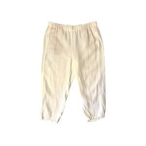 J. Jill Love Linen White 100% Linen Elastic Waist Capri Pants Medium Coastal